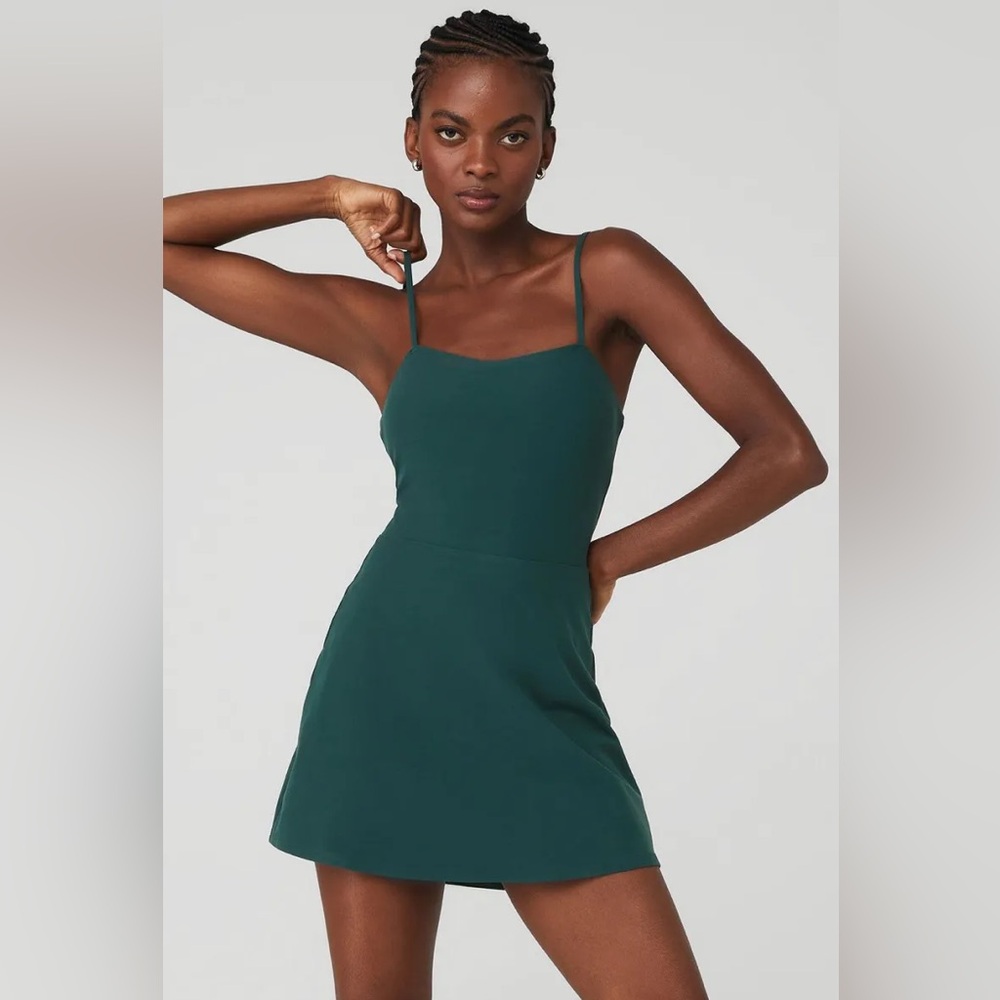 Alo Courtside Tennis Dress in Midnight Green